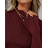 ZESICA Women’s Fall Bell Long Sleeve Knit Sweaters Scalloped Mock Neck Tops(Burgundy)