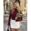 ZESICA Women’s Fall Bell Long Sleeve Knit Sweaters Scalloped Mock Neck Tops(Burgundy)