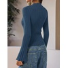ZESICA Women’s Fall Bell Long Sleeve Knit Sweaters Scalloped Mock Neck Tops(Dustyblue)