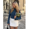 ZESICA Women’s Fall Bell Long Sleeve Knit Sweaters Scalloped Mock Neck Tops(Dustyblue)