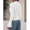ZESICA Women’s Fall Bell Long Sleeve Knit Sweaters Scalloped Mock Neck Tops(White)