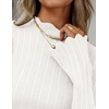 ZESICA Women’s Fall Bell Long Sleeve Knit Sweaters Scalloped Mock Neck Tops(White)