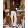 ZESICA Womens Fall Cute Bow Cable Knit Pullover Cozy Sweaters(Brown)
