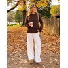 ZESICA Womens Fall Cute Bow Cable Knit Pullover Cozy Sweaters(Brown)