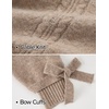 ZESICA Womens Fall Cute Bow Cable Knit Pullover Cozy Sweaters(Camel)