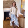 ZESICA Womens Fall Cute Bow Cable Knit Pullover Cozy Sweaters(White)