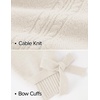 ZESICA Womens Fall Cute Bow Cable Knit Pullover Cozy Sweaters(White)