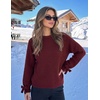 ZESICA Womens Fall Cute Bow Cable Knit Pullover Cozy Sweaters(Wine)
