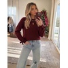 ZESICA Womens Fall Cute Bow Cable Knit Pullover Cozy Sweaters(Wine)