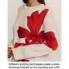ZESICA Women’s Fall Floral Oversized Sweaters 2026 Cozy Pullover Tops(Apricot)