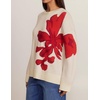 ZESICA Women’s Fall Floral Oversized Sweaters 2026 Cozy Pullover Tops(Apricot)
