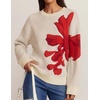 ZESICA Women’s Fall Floral Oversized Sweaters 2026 Cozy Pullover Tops(Apricot)