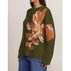 ZESICA Women’s Fall Floral Oversized Sweaters 2026 Cozy Pullover Tops(Armygreen)