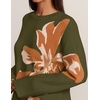 ZESICA Women’s Fall Floral Oversized Sweaters 2026 Cozy Pullover Tops(Armygreen)