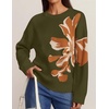 ZESICA Women’s Fall Floral Oversized Sweaters 2026 Cozy Pullover Tops(Armygreen)