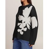 ZESICA Women’s Fall Floral Oversized Sweaters 2026 Cozy Pullover Tops(Black)