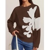 ZESICA Women’s Fall Floral Oversized Sweaters 2026 Cozy Pullover Tops(Brown)