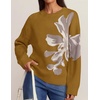 ZESICA Women’s Fall Floral Oversized Sweaters 2026 Cozy Pullover Tops(Mustardyellow)