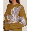 ZESICA Women’s Fall Floral Oversized Sweaters 2026 Cozy Pullover Tops(Mustardyellow)