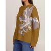 ZESICA Women’s Fall Floral Oversized Sweaters 2026 Cozy Pullover Tops(Mustardyellow)
