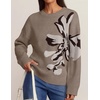 ZESICA Women’s Fall Floral Oversized Sweaters 2026 Cozy Pullover Tops(Oats)