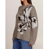 ZESICA Women’s Fall Floral Oversized Sweaters 2026 Cozy Pullover Tops(Oats)