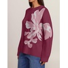 ZESICA Women’s Fall Floral Oversized Sweaters 2026 Cozy Pullover Tops(Plum)