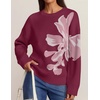 ZESICA Women’s Fall Floral Oversized Sweaters 2026 Cozy Pullover Tops(Plum)