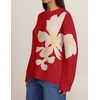 ZESICA Women’s Fall Floral Oversized Sweaters 2026 Cozy Pullover Tops(Red)
