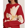 ZESICA Women’s Fall Floral Oversized Sweaters 2026 Cozy Pullover Tops(Red)