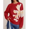 ZESICA Women’s Fall Floral Oversized Sweaters 2026 Cozy Pullover Tops(Red)