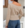 ZESICA Women’s Fall Off Shoulder Cinched Waist Cropped Sweaters Trendy(Oats)