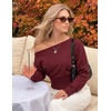 ZESICA Women’s Fall Off Shoulder Cinched Waist Cropped Sweaters Trendy(Wine)