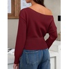 ZESICA Women’s Fall Off Shoulder Cinched Waist Cropped Sweaters Trendy(Wine)