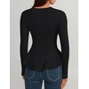 ZESICA Womens Fall Ruffle Peplum Sweaters Cropped Pullover Tops(Black)