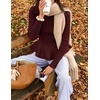 ZESICA Womens Fall Ruffle Peplum Sweaters Cropped Pullover Tops(Burgundy)