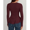 ZESICA Womens Fall Ruffle Peplum Sweaters Cropped Pullover Tops(Burgundy)