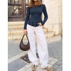 ZESICA Womens Fall Ruffle Peplum Sweaters Cropped Pullover Tops(Navy)
