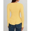 ZESICA Womens Fall Ruffle Peplum Sweaters Cropped Pullover Tops(Yellow)