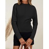 ZESICA Women’s Fall Sweaters Crewneck Cinched Waist Pullover Tops(Black)