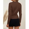 ZESICA Women’s Fall Sweaters Crewneck Cinched Waist Pullover Tops(Brown)