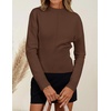 ZESICA Women’s Fall Sweaters Crewneck Cinched Waist Pullover Tops(Brown)
