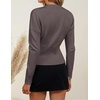 ZESICA Women’s Fall Sweaters Crewneck Cinched Waist Pullover Tops(Greytaupe)