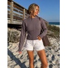 ZESICA Women’s Fall Sweaters Crewneck Cinched Waist Pullover Tops(Greytaupe)