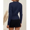 ZESICA Women’s Fall Sweaters Crewneck Cinched Waist Pullover Tops(Navy)