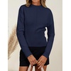 ZESICA Women’s Fall Sweaters Crewneck Cinched Waist Pullover Tops(Navy)