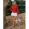 ZESICA Women’s Fall Sweaters Crewneck Cinched Waist Pullover Tops(Red)
