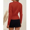ZESICA Women’s Fall Sweaters Crewneck Cinched Waist Pullover Tops(Red)
