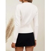 ZESICA Women’s Fall Sweaters Crewneck Cinched Waist Pullover Tops(White)