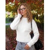 ZESICA Women’s Fall Sweaters Crewneck Cinched Waist Pullover Tops(White)